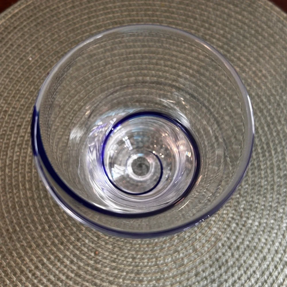 Pier 1 Swirline Cobalt Blue Iced Tea Water Glass 14 ounce in Pristine Condition